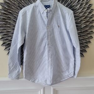 Ralph Lauren Blue and White Striped Button-Down Shirt SIZE 18